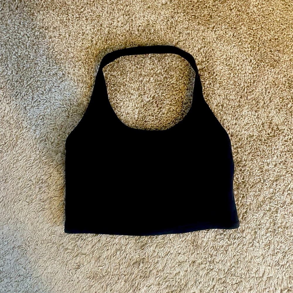Black Cropped Halter Top